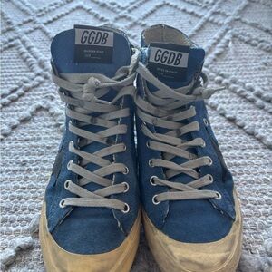 GGDB Blue and Tan High-Top Sneakers